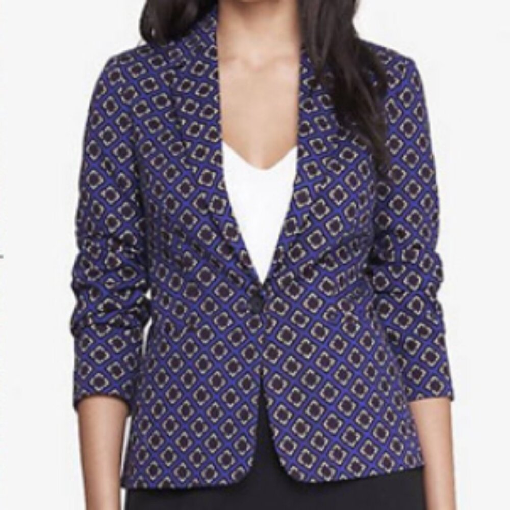 NWT Express Fitted Patterned One-Button Blazer Jacket - Womens 0
